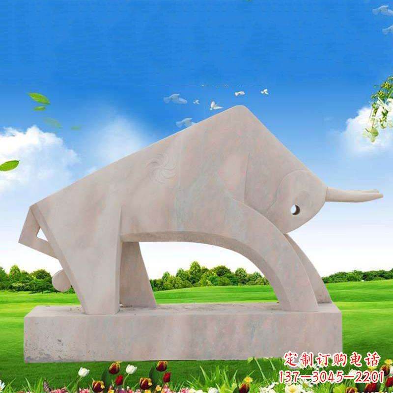 广东石雕抽象生肖动物牛雕塑