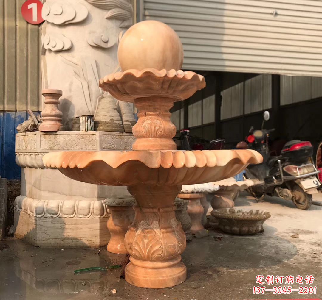 广东石雕流水龙头喷泉风水球