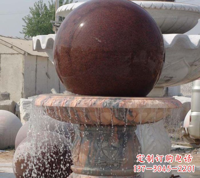 广东石来运转小型风水球喷泉石雕