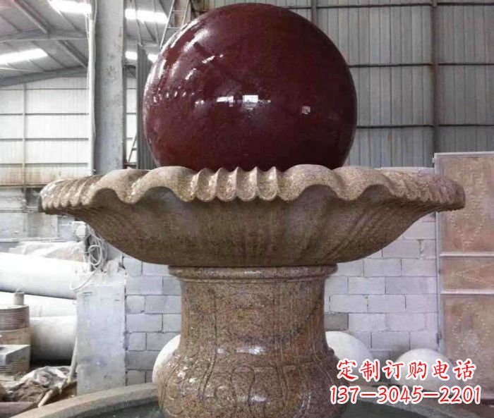 广东石来运转小型风水球喷泉石雕 (2)