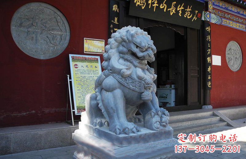 广东石狮子寺庙门口石雕