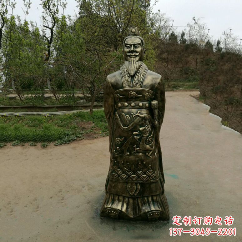 广东始皇嬴政玻璃钢仿铜雕塑