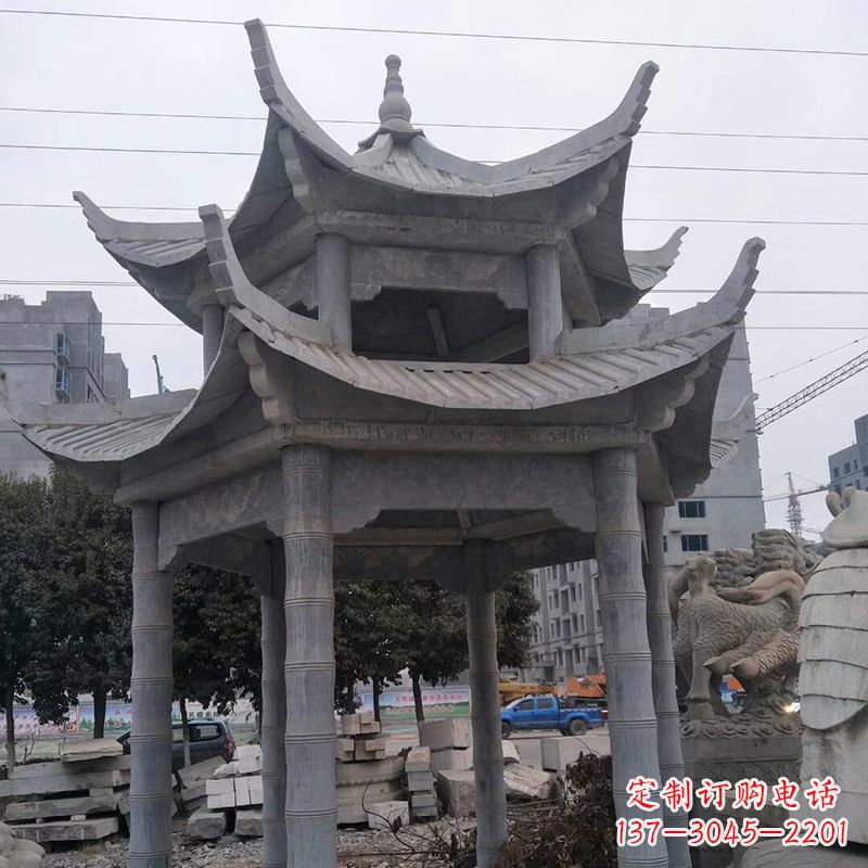 广东双层八角石雕凉亭