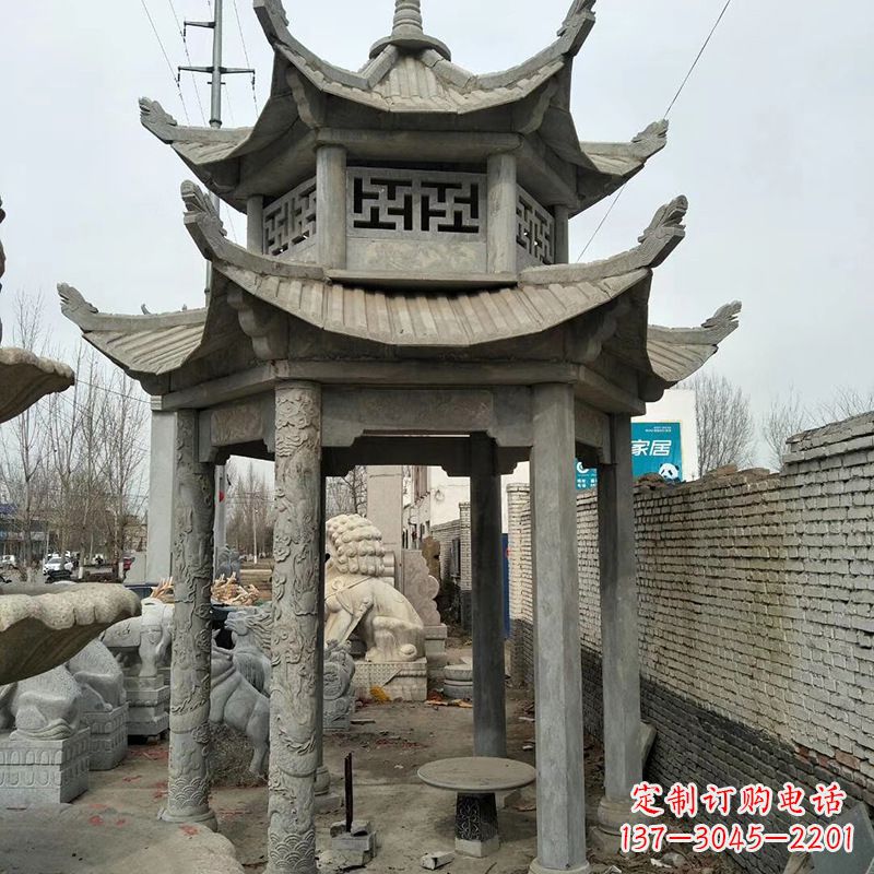 广东双层大理石凉亭雕塑