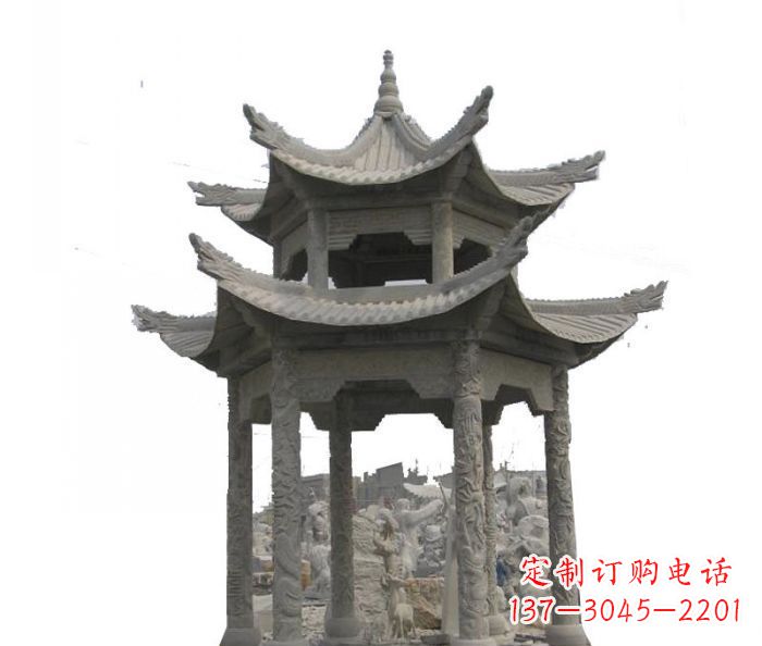 广东双层仿古石雕凉亭 (2)