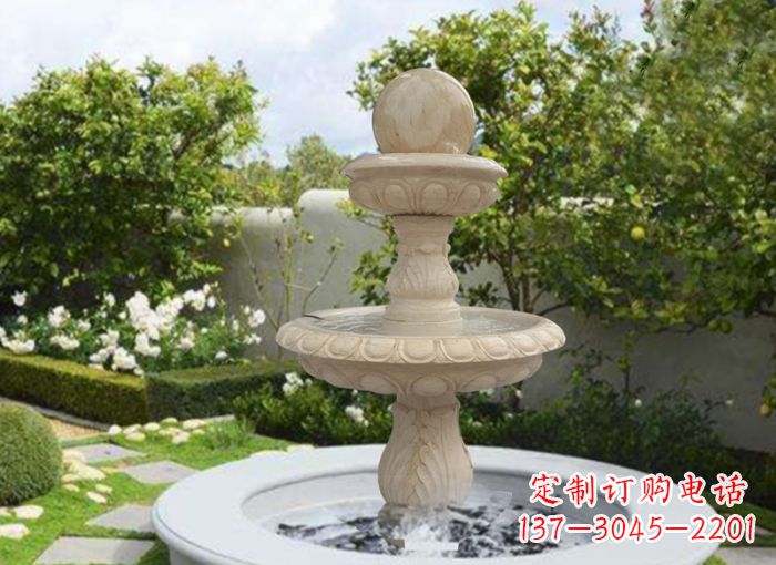 广东双层风水球喷泉别墅石雕