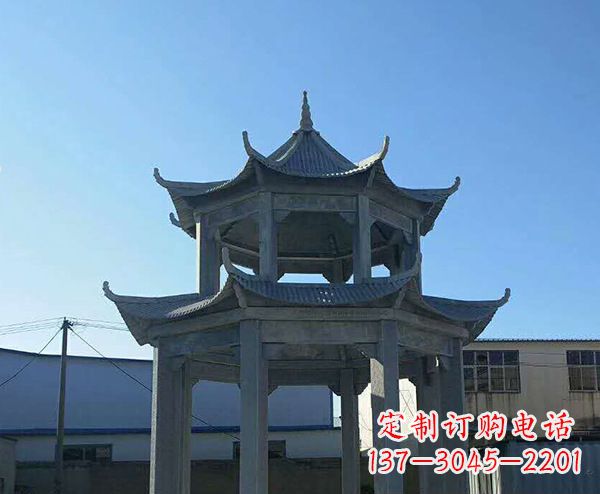 广东双层仿古石凉亭石雕_1