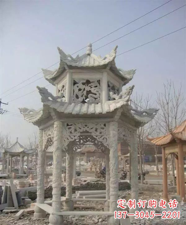 广东双层凉亭石雕