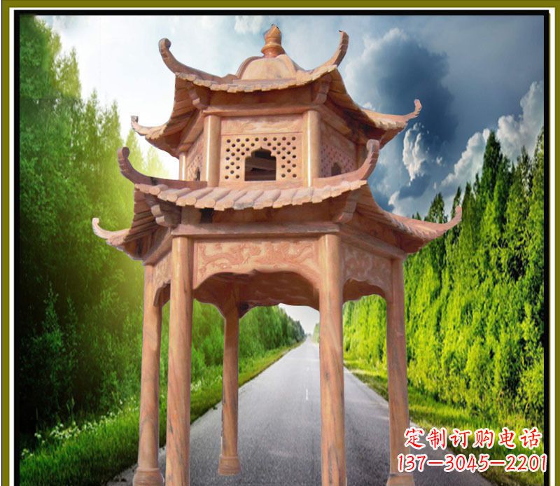广东双层凉亭园林石雕
