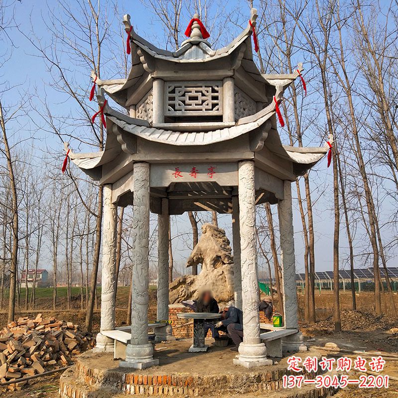 广东双层六角石凉亭