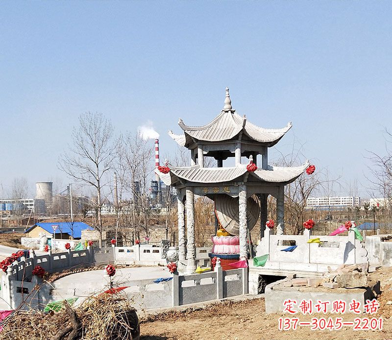 广东双层石凉亭石雕 (2)