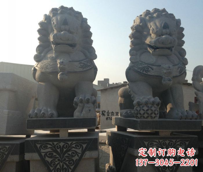 广东寺庙景观仿古石狮子 (2)