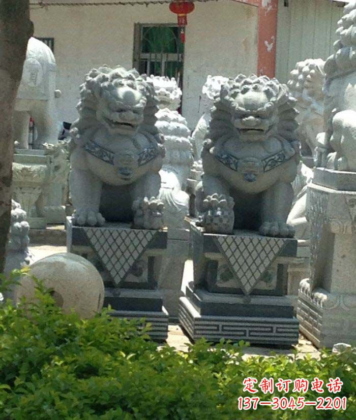 广东寺庙景观仿古石狮子