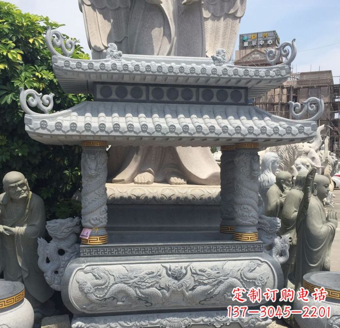 广东寺庙景观仿古香炉石雕 (2)
