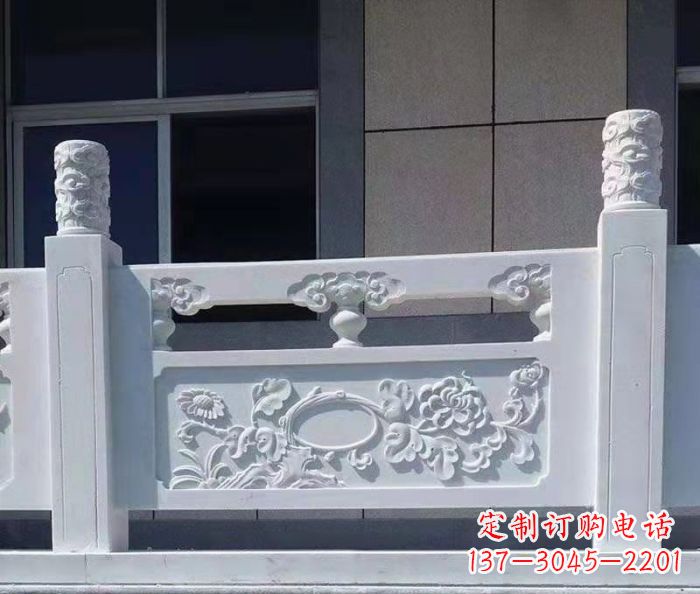 广东寺庙景观汉白玉石浮雕栏板 (4)