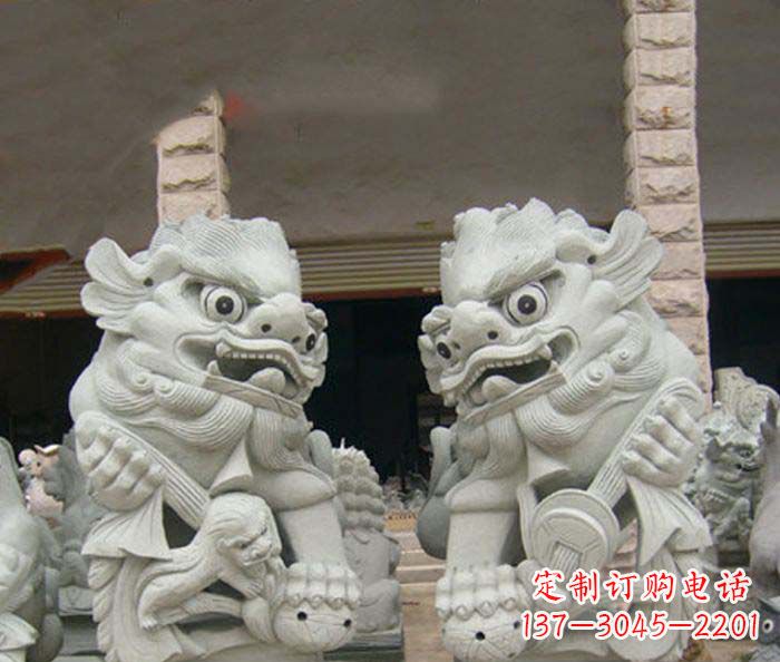 广东寺庙景观南方狮子石雕 (2)