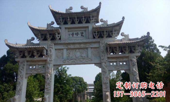 广东寺庙三门五楼石牌坊