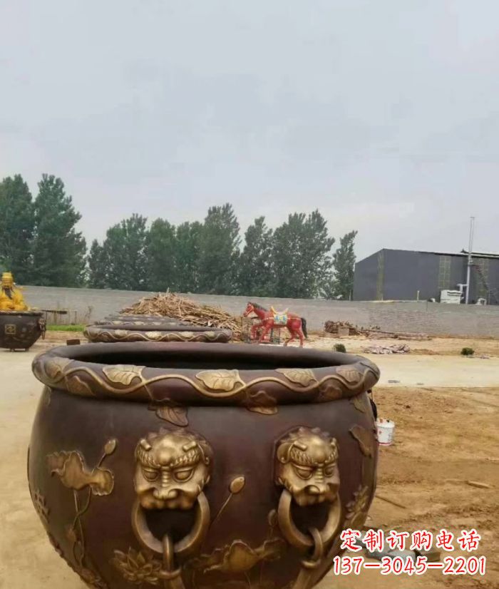 广东寺庙水缸铜雕 (4)