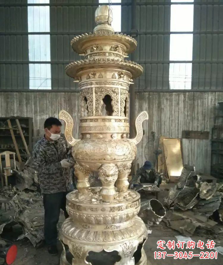 广东寺庙香炉铜雕 (5)