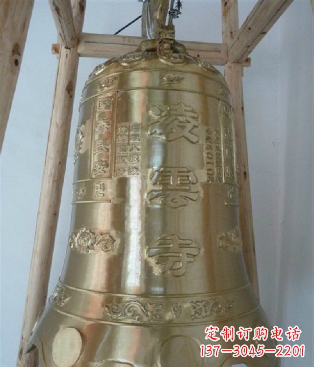 广东寺庙铸铜钟雕塑 (2)