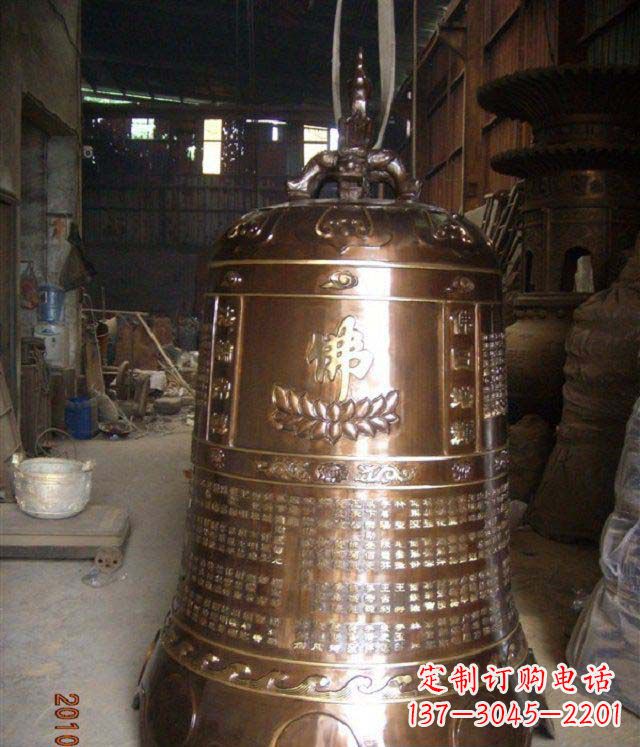 广东寺庙铸铜钟铜雕