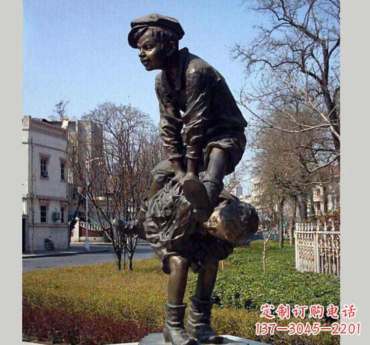 广东跳山羊人物铜雕
