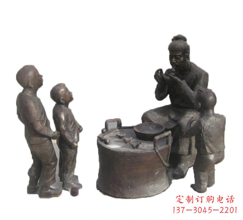 广东铜雕吹糖人的古代人物