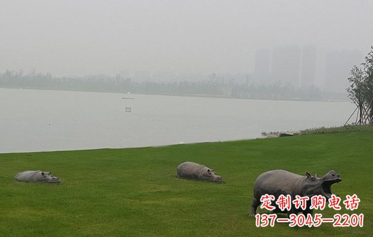 广东铜雕河马公园动物雕塑