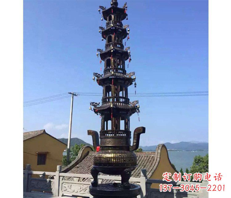 广东铜雕寺庙大型多层香炉