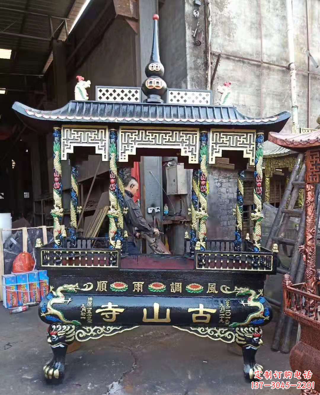 广东铜雕香炉寺庙景观雕塑