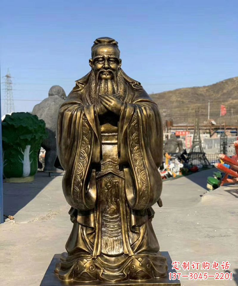 广东铜雕学校孔子人物雕塑
