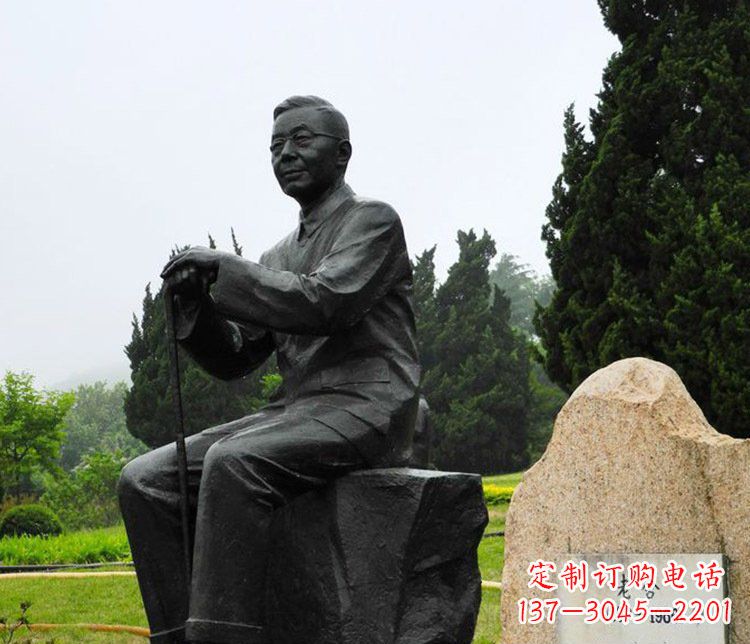 广东铜雕园林老舍人物雕塑