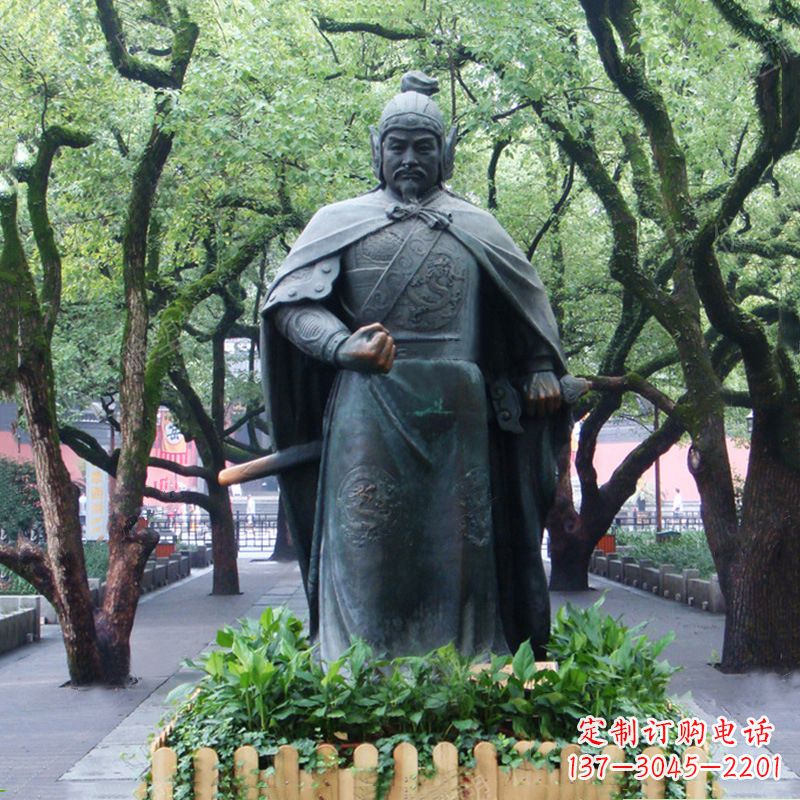 广东铜雕岳飞雕塑-公园园林历史名人中国古代民族英雄人物雕像