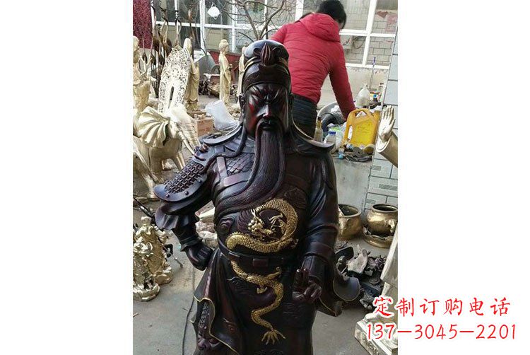 广东铜雕镇宅关公寺庙神像雕塑摆件 (4)