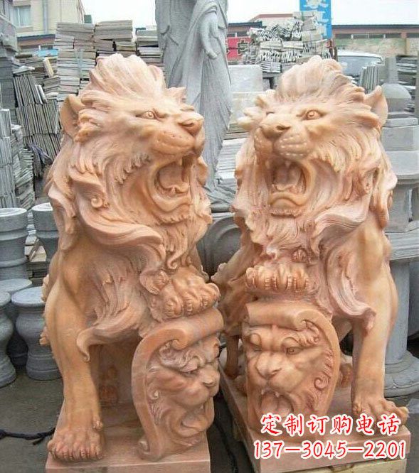 广东晚霞红盾牌欧式狮子