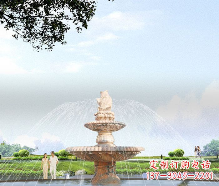 广东晚霞红多层大型石雕喷泉 (4)