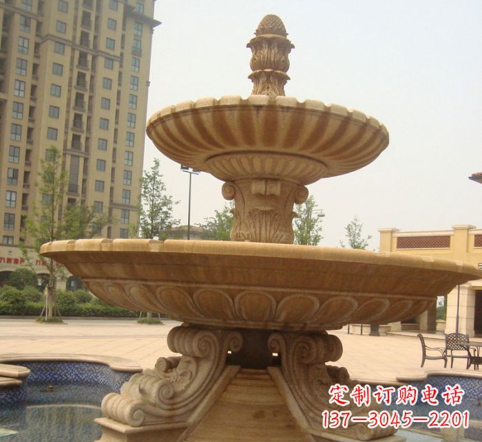 广东晚霞红多层大型石雕喷泉 (5)