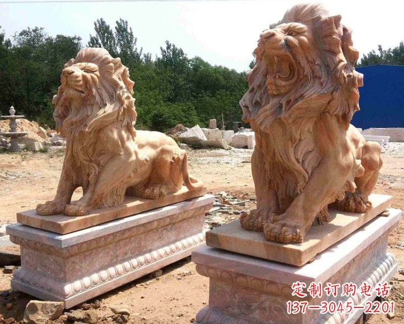 广东晚霞红欧式狮子雕塑222