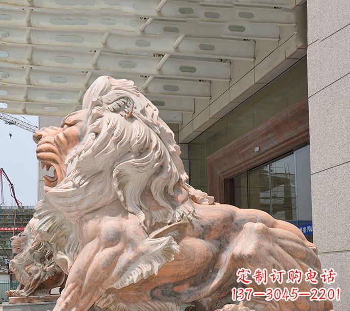 广东晚霞红欧式狮子石雕 (3)