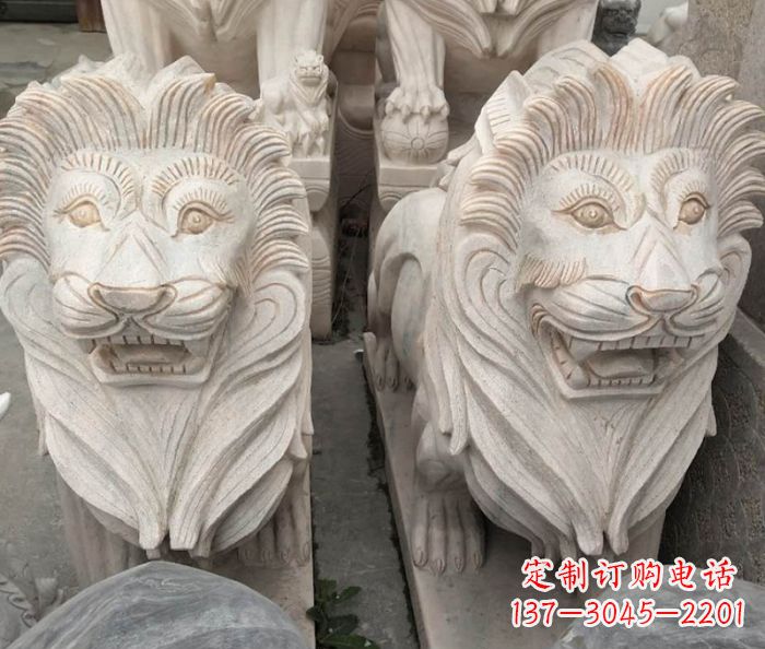 广东晚霞红欧式狮子石雕 (2)