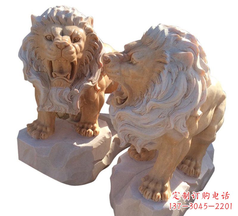 广东晚霞红欧式西洋狮子雕塑