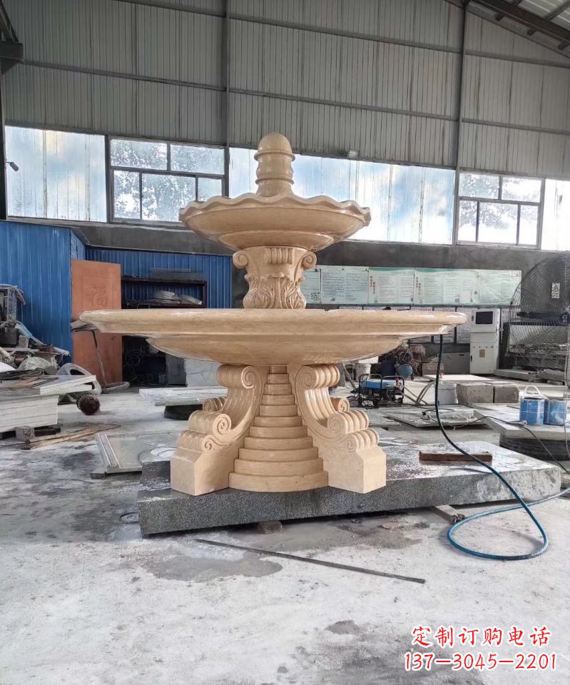 广东晚霞红喷泉石雕广场景观雕塑