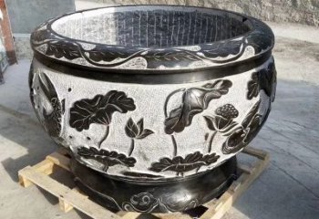 广东欣赏古典韵味，青石仿古水缸雕塑尽显典雅