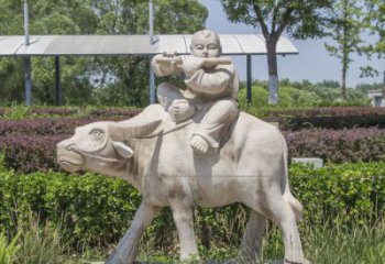 广东石雕牧童牛雕塑，让传统气息永存