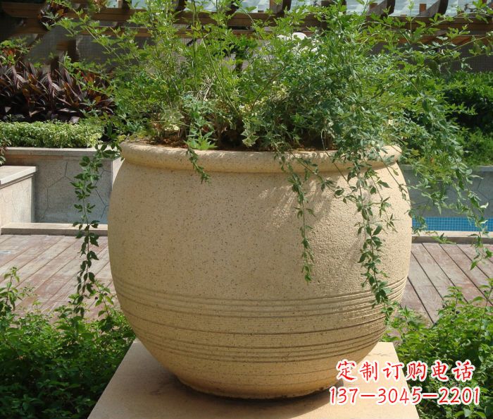 广东小区景观大理石花盆石雕 (2)