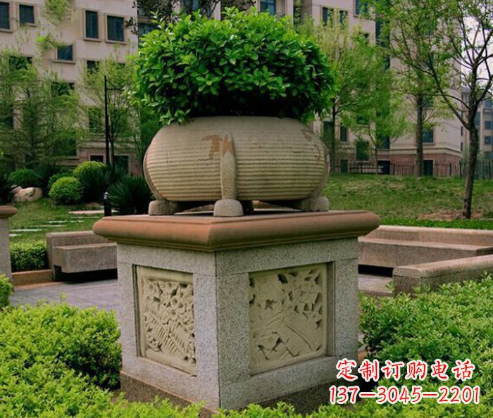 广东小区景观大理石花盆石雕 (3)