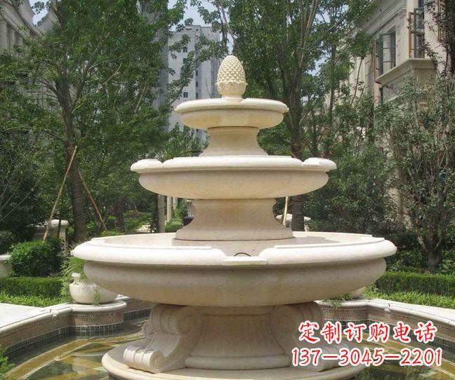 广东小区景观晚霞红多层喷泉石雕