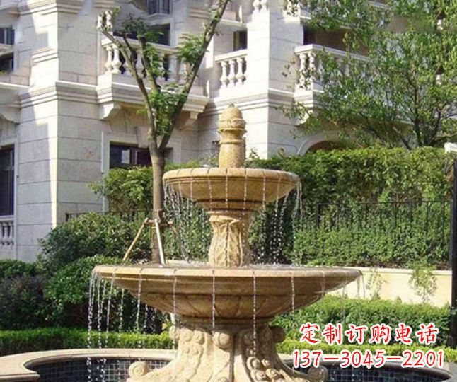 广东小区景观晚霞红多层喷泉石雕 (4)