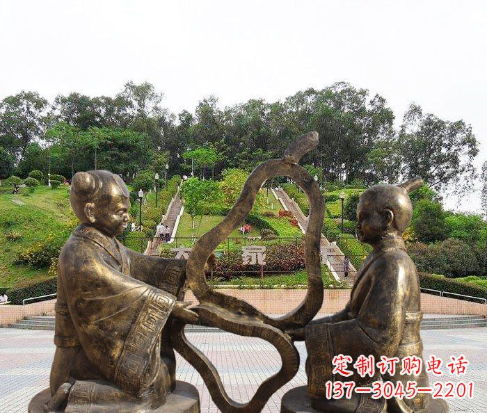 广东校园抽象孔融让梨铜雕