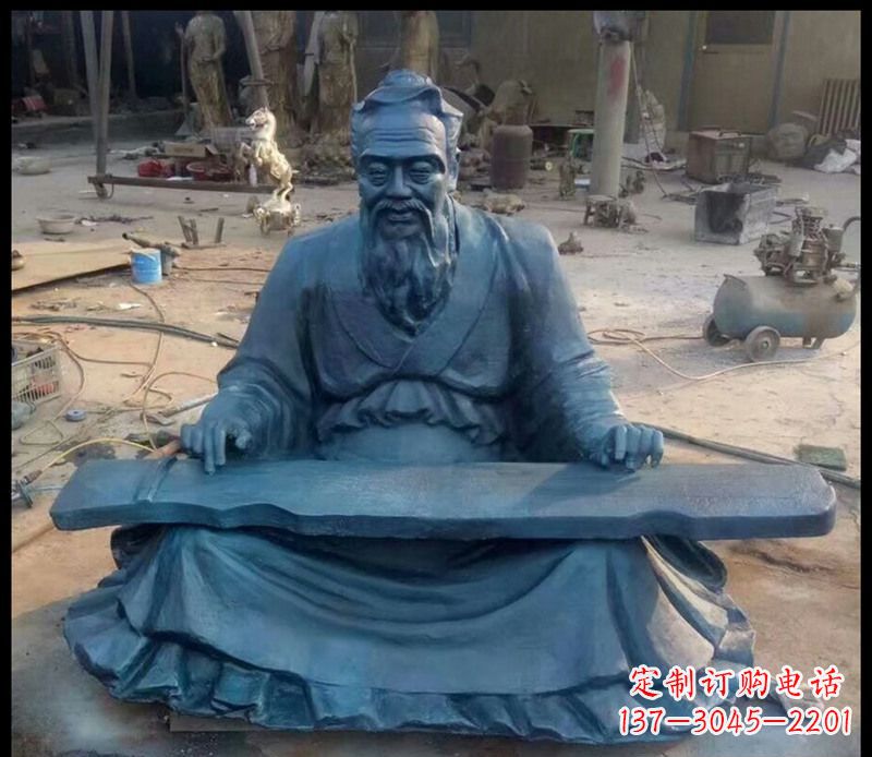 广东校园孔子弹琴铜雕